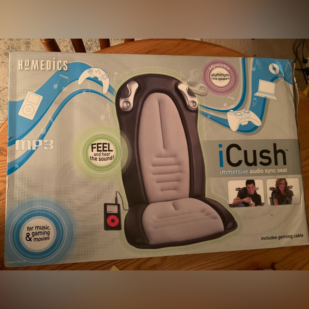 Homedics iCush Immersive Audio Sync Seat Synced Vibration Gaming Music Movies